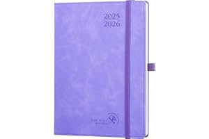 POPRUN Agenda 2025 2026 Settimanale 22 x 16,5 cm, 1 Pagina a Settimana con 1 Pagina di Appunti, Copertina Morbida, Portapenne Autoadesivo, Carta Spessa da 100 GSM, Viola Lilla