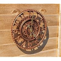 Garden Ile® Vintage Open Face Green Effect Wall Clock - Power Operated