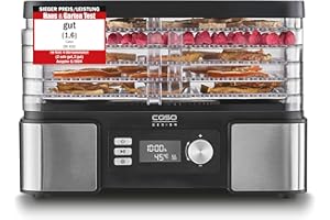 ‎CASO Caso DH 450 Dörrautomat, Testsieger Haus & Garten Test, für z.B. Obst, Gemüse, Kräutern etc., Temperatur individuell einstellbar von 30 ‐ 70 °C , Timer einstellbar von 0,5 ‐ 48 h