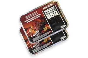 NOVOSTYL Disposable Portable BBQ Grill Tray - Pack of 2 Instant Light Charcoal Barbecues Grill Tray for Garden BBQs, Camping BBQ, Fishing or Picnic Set