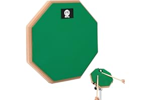 Yesaler Drum Pad Entraînement 8 Pouces Tapis de Batterie Silencieux Pratique Practice Pad de Percussion avec Base en Bois pour Batteurs Débutants (Vert)