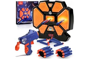Lehoo Castle Elektroniczny cel do broni Nerf, cyfrowa automatyczna punktacja, strzelanie z 4 trybami, efekt świetlny i dźwiękowy, do użytku wewnątrz i na zewnątrz, zabawka dla dzieci, chłopców
