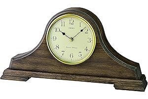 Seiko QXJ031B Wooden Napoleon Quartz Battery Mantel Mantle Clock with Westminster Quarter Hour Chime & Volume Control. QXJ031B