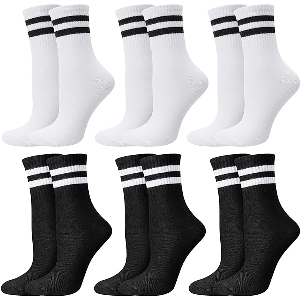 MLRUQRX Sportsocken Damen 3er-Pack - Baumwolle Grau Mit Streifen Für Gr. 34-38