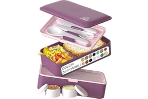 Umami Porta Pranzo Lunch Box Ermetico con 4 Scomparti e Posate, Sicuro per Microonde, Lavastoviglie, Portapranzo Ufficio, Bento Lunchbox Prova di Perdite per Adulti, Schiscetta Pranzo