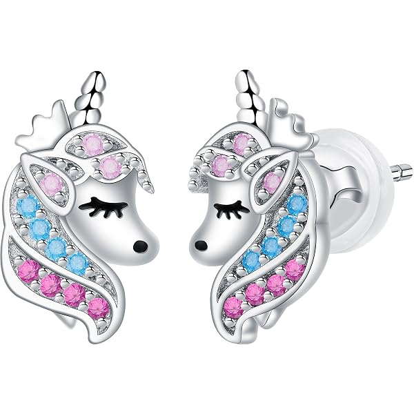 Laimons Orecchini Per Bambina A Forma Di Corona - Argento Sterling 925 Smaltato, Rosa, 9x8 Mm, In Confezione Regalo