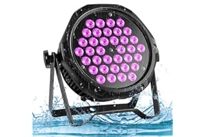 PUZILOZA RGB Par LED étanche 108W, 36 LED Extérieur Projecteur Lumiere de Scene D MX 3/7CH Contrôle avec Mode Automatique, Lumiere Disco pour DJ Fête Groupe Spectacles Mariage Noël