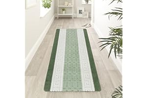 renoazul® Anti Slip Hallway Carpet Runner Rug, 60 x 220 cm Non-Slip Gel Back Door Runners Rug, Washable Long Enterway Anti Slip Rugs for Living Room and Hallway (Gel Back Nada Rug - Green)