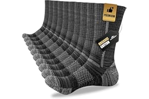 Niorasen Męskie bawełniane skarpety robocze, 5 par, amortyzowane skarpety sportowe, do wędrówek, uprawiania sportu, biegania