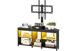 YITAHOME 115CM Corner TV Stand Cabinet with Bracket, LED Lighting Corner TV Unit for up to 70 Inch TV with Mount and 5 Open Gaming Entertainment Center Shelves for Living Room, Bedroom
