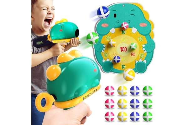 Doloowee Barn blaster skjutspel med mål, 12 klibbiga bollar, leksakspistol present till pojkar, flickor 3 4 5 6 år