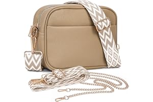 TIAASTAP Crossbody Bags for Women - Leather Handbags & Shoulder Bags Ladies Camera Cross Body Bag with Adjustable Wide Strap and Chain for Travel Shopping Work Daily Use
