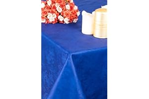 ESSE HOME - Confestyl – Tovaglia con tovaglioli (Servizio Tavola) - Rettangolare x 12 Persone - Fiandra Jacquard Puro Cotone - Iris 598 (170x270, Sevizio Blu)