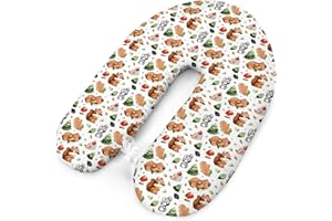 AMILIAN Cuscino per allattamento con imbottitura, per neonati e donne incinte, per dormire su un fianco, in cotone, con federa da 170 cm, motivo: scoiattolo