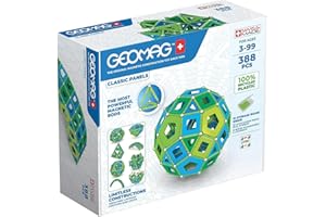 Geomag - Classic Masterbox Costruzioni Magnetiche per Bambini, Giocattolo Magnetico Linea Green 100% Plastica Riciclata, 388 Pezzi