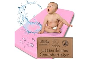 ‎BISOO Bisoo Spannbettlaken Beistellbett wasserdichte 50x80 / 50x83 - Spannbettlaken Matratzenschoner 100% Baumwolljersey Öko-Tex - Kompatibel Chicco Next2me Kinderkraft Maxi Cosi - 1 Stück Rosa