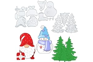 LYLIDIA Fustelle Natalizie per Biglietto, Gnomo dell'albero di Natale Pupazzo di Neve Babbo Natale fustelle in Metallo, Christmas Cutting Dies for Card Making Biglietto d'Auguri Inviti Scrapbooking Fai da Te