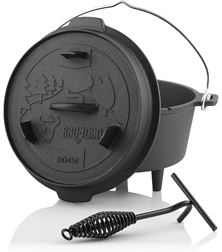 Four Hollandais BBQ#BOSS 13.6L - Fonte Avec Lève-Couvercle, Dessous De Plat - Pour Camping, Barbecue