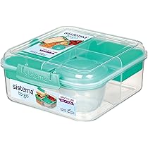 Sistema TO GO Bento Box Cube | 1,65 L | Scatole per il pranzo per la scuola con scomparti e vaschette per gli spuntini | Senza BPA | 2 pz. | Verde