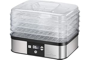 Profi Cook PC-DR1116 - Deshidratador automático - Acero inoxidable - Ajuste electrónico de temperatura - 350 Watts