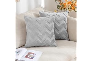MIULEE 2 Piezas Funda Cojines Funda de Almohada Diseño Boho Lana de Imitación Cojin Moderno Decoración Cremallera Oculta para Silla Oficina Cama Habitacion Dormitorio Salón 40x40 cm Gris Claro