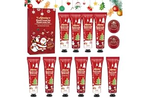 AIFANCIEY Crema Mani Set Regalo Natale, 12 PCS Crema Mani Crema Piedi Balsamo Labbra Set per Donne Compleanno, Natale ed Valentino, Crema Mani Set Nutriente & Riparatrice con Glicerina Vitamina E, Non Unge
