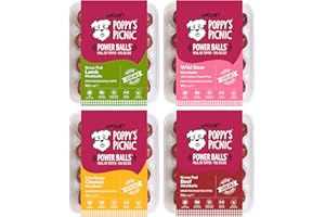 POPPY'S PICNIC Poppy’s Picnic - POWER BALLS Variety Pack – 8 Pack Raw Frozen Dog Food – High Protein Fresh Food – Frozen Dog Food Raw – Beef, Chicken, Lamb & Wild Boar Power Balls – 8 x 360g