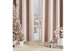 TREATMENTEX Pink Blackout Curtains 72 Inches Long for Living Room, Pale Pink Blackout Window Drapes for Bedroom Girls Nursery Thermal Insulated Linen Textured Noise Reducing Curtain Panels, Grommet Top