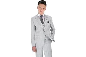 SIRRI Traje Formal Texturizado de 6 Piezas para niños, Corte Ajustado, para pajes, Bodas, comuniones, de 1 a 16 años