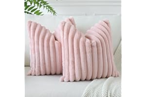 Soleebee Lot de 2 - Taies d'oreiller Velours Peluche, Taies d'oreiller Artificielle Douce Fourrure Housse de Coussin Décoration pour Chambre Lit Voiture De La Maison Canapé (40x40cm, Rose Cuir)
