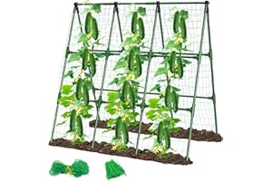 MQHUAYU 114cmx135cm Gurken Rankhilfe Set,Faltbares A-förmig，einstellbare Breite ，Gartengurkengitter mit Ranknetz für Kletterpflanzen， Tomaten Gemüse & Kletterpflanzen