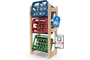 SCHWANFELD® Getränkekistenregal für 3 Kisten [Geeignet für jede Kistensorte] - inkl. Montageanleitung, Schrauben, Sechskantschlüssel - Getränkeregal aus hochwertigem FSC Holz Standfestes Kistenregal