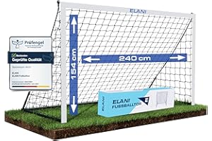 ‎ELANI ELANI Fußballtor - wetterfest, sicher & rostfrei - 240x150cm - überall mitnehmbar & einfach aufzubauen - Fussballtor Kinder Outdoor, Fußballtor Kinder, Fussballtore für Garten Gross, Fußball Tor