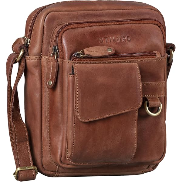 STILORD 'Vittorio' Sac à Bandoulière Cuir Véritable Homme - Petit Sac IPad 9,7" - Vintage