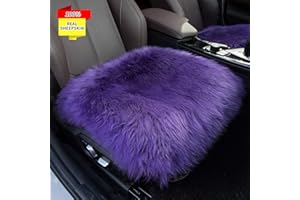 Sisha-A Sheep Wool Seat Cushion Cover Winter Warm Natural Wool Car Seat Covers Universal Fit for Most Car, Truck, SUV, or Van Front Purple