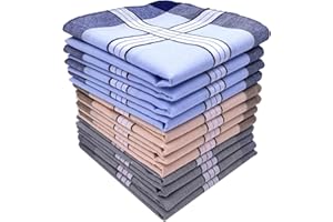 emlstyle Men's Handkerchiefs 100% Cotton Handkerchief with Check Pattern