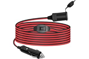 Hoembpn 2 Meter Auto Zigarettenanzünder Verlängerungskabel mit Schalter, 12V/24V Wasserdicht Zigarettenanzünder Buchse Adapter Verlängerungskabel 17 AWG mit 15A Sicherung