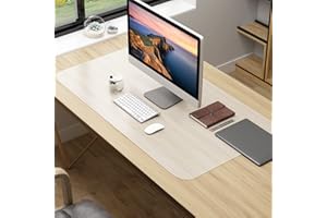 NATRKE Tapis de Bureau Transparent 60x40 cm, Translucide Sous-main Bureau Transparent PVC Tapis de Protection, Antidérapant Résistant à la Chaleur Tapis de Table pour Ordinateur Bureau Maison