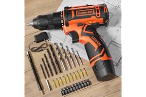 FAHEFANA Cordless Drill, 12V Electric Screwdrivers Cordless, Rechargeable Power Mini Combi Drill and Screwdriver Set, 3/8" Keyless Chuck, 42Pcs Accessories, 2000mAh Battery Small Hand Drills Driver DIY Tools