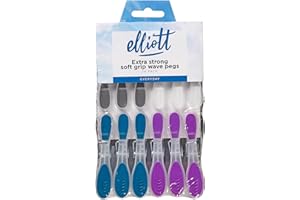 Elliotts Extra Strong, Soft Grip and Non-slip Wave Design Clothes Pegs, 24 Pack in Assorted Colours, BPA Free Laundry Pegs ideal for everyday use for Indoor or Outdoor use