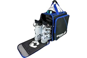 Driver13 ® Sac à Dos pour Chaussures de Ski avec Compartiment pour Casque + Sac pour Chaussures de Ski avec Compartiment pour Casque pour Hard + Snowboard Boot + inliner + bootbag Bag Noir-Bleu