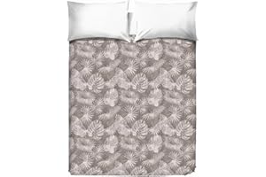 PENSIERI DELICATI Copriletto Matrimoniale 260 x 280 cm, 100% Cotone Pique, Ideale Come Telo Arredo, Coperta Salva Letto 2 Piazze, Fantasia Tropical Beige, 100% Made in Italy