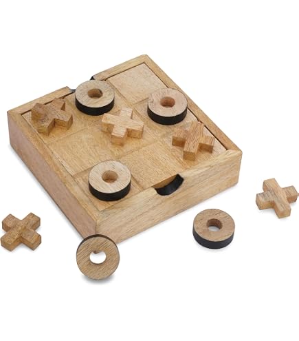 Jeu Tic Tac Toe En Bois Noir/or - Décoration Table Basse - Jeu Familial Silver International