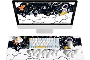 AJAZZ Cloud Tastatur Pad Handgelenkstützen Set (4-Teiliges Set),Großes Mauspad & Tastatur Maus Handgelenkauflage & Untersetzer,Ergonomisch,Schmerzlindernd,Rutschfeste Unterseite,für Home/Büro/PC/Mac