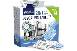 WOLDOCLEAN Descaling tablets for bean to cup coffee machines - 14 tabs compatible with Tassimo, Delonghi, Nespresso, Lavazza