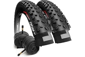 Fincci Durable 26 x 2.25 Mountain Bike Tyres - Foldable High Grip Kevlar 26 inch Bike Tyre with 26 inch Bike Inner Tube Schrader Valve - 30 TPI for MTB, Enduro, Xc Bikes - Lightweight Tyre 57-559