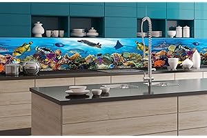 Dimex Küchenrückwand Folie selbstklebend Fische IM Ozean | Klebefolie - Dekofolie - Spritzschutz für Küche | Premium QUALITÄT - Made in EU | 350 cm x 60 cm