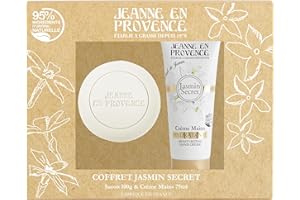 JEANNE EN PROVENCE - Coffret Cadeau pour Femme - Jasmin Secret - Savon solide 100 gr + crème mains 75 ml - 95 % d'Ingrédients d'Origine Naturelle - Fabriqué en Provence