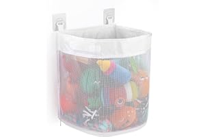 Bixury Organizzatore Giocattoli Bagno Porta Giochi da Bagno Rete per Giochi da Bagno per Bambini 26,5 × 23,5 × 31 cm con 2 Ganci Adesivi Bath Rete Giocattolo per Riporre e Organizzare Giocattoli