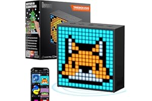 Divoom Timebox evo Pixel Art LED Bluetooth Speaker App Control, inteligentny przenośny głośnik bezprzewodowy z potężnym basem, obsługuje radio z budzikiem, mikrofon (czarny, 1 opakowanie)
